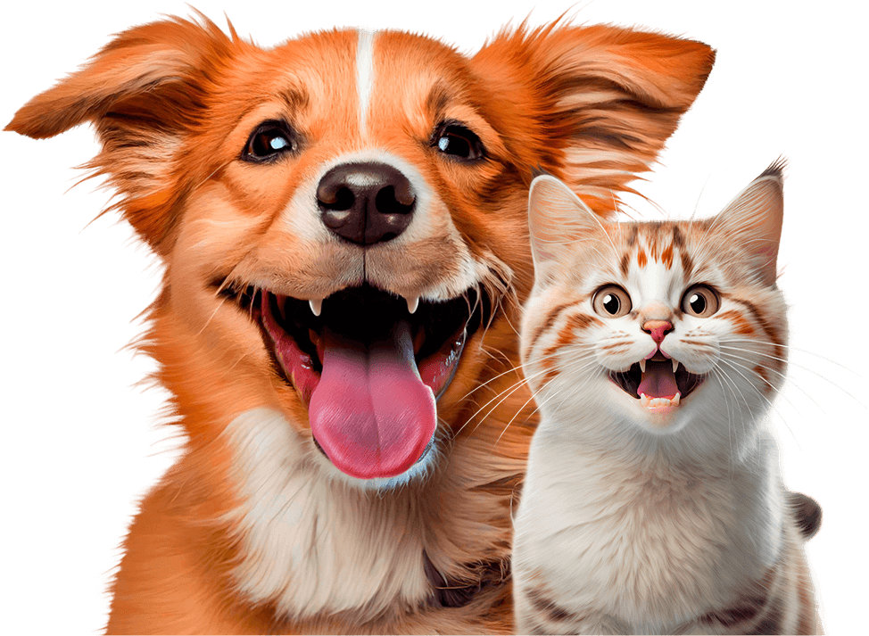 Cachorro e gato felizes
